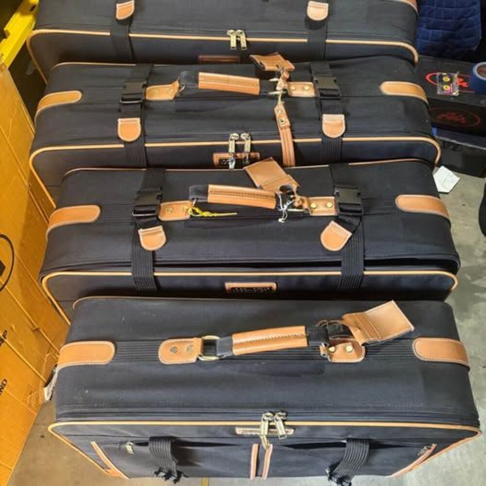 Vintage LOCOMOTOR 4-Piece Rolling Luggage Set – Black & Tan